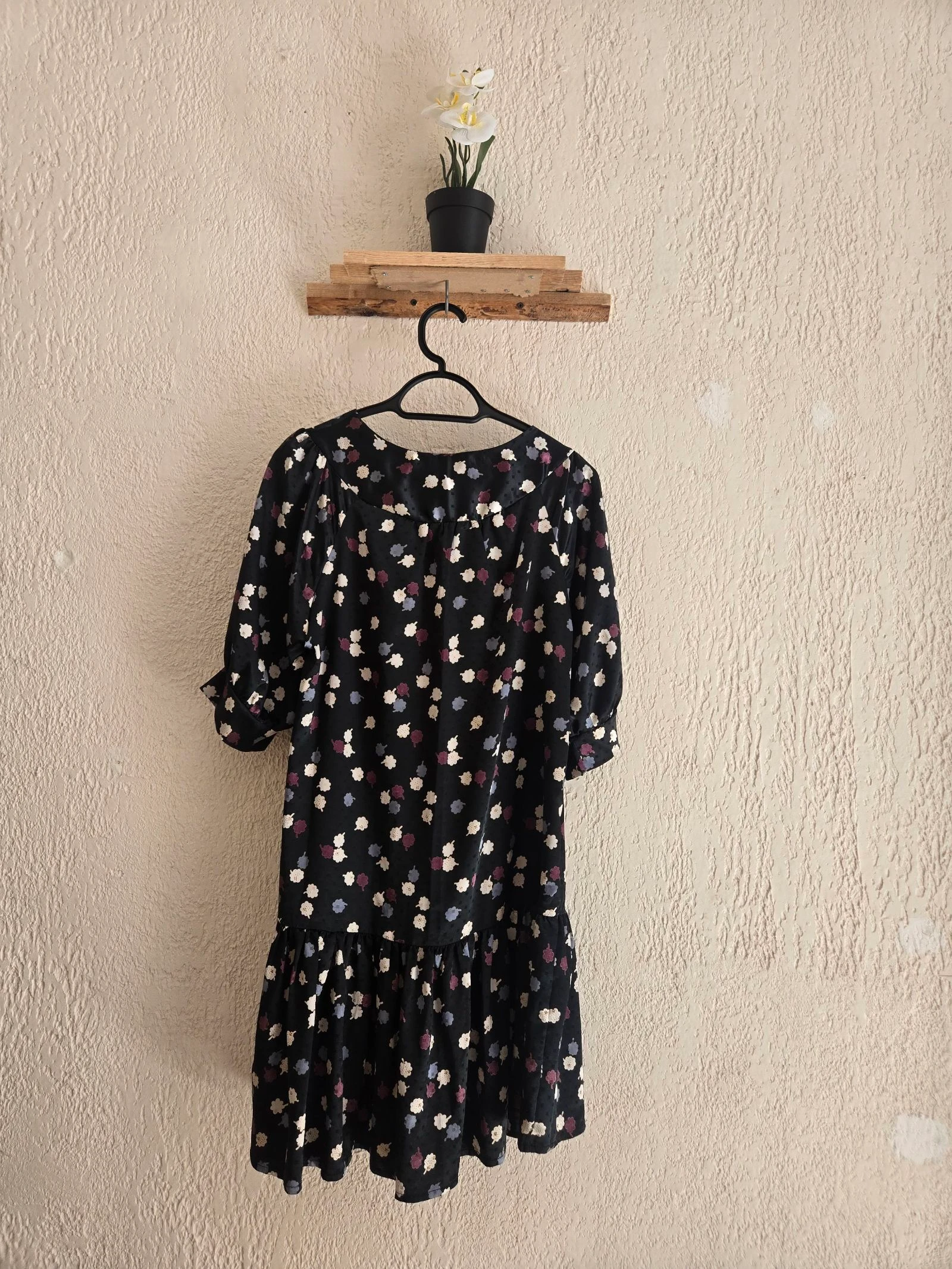 Floral black Naïs dress - Size M - Romantic bohemian - 3/4 sleeves - Very good condition – photo 2